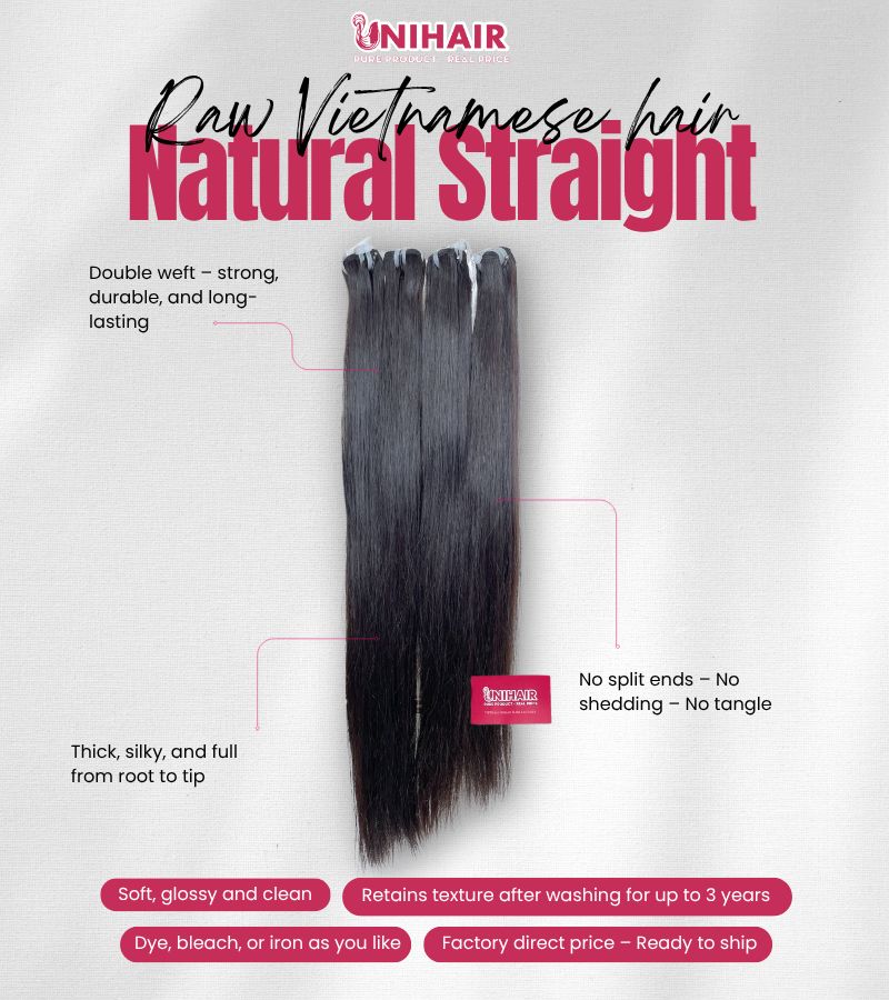 Raw Straight Hair Bundles – 100% Raw Vietnamese Human Hair 5 Raw Straight Hair Bundles – 100% Raw Vietnamese Human Hair - Image 5